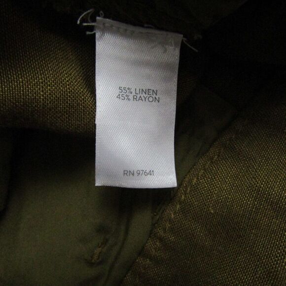 J Jill Pants 12 Green Linen Blend Wide Leg Lagenlook Boho Casual Coastal - Picture 12 of 13